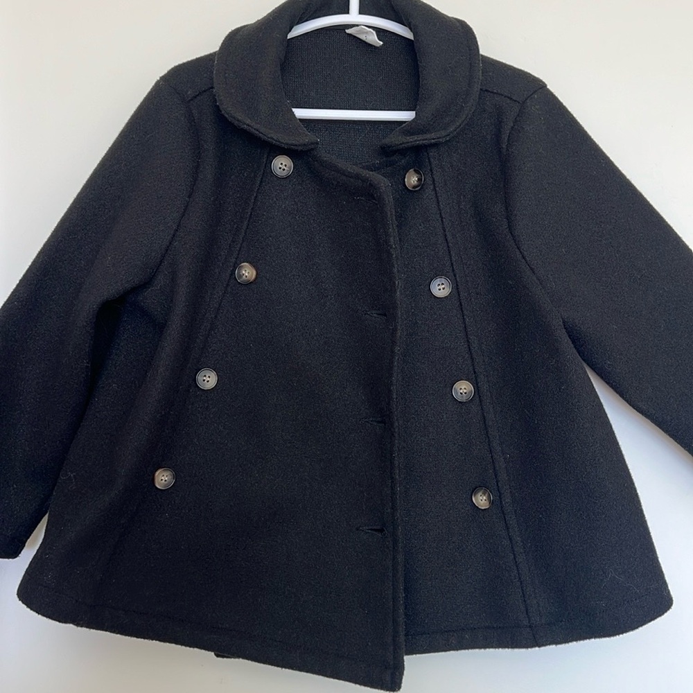 Kids Black Double-Breasted Coat
